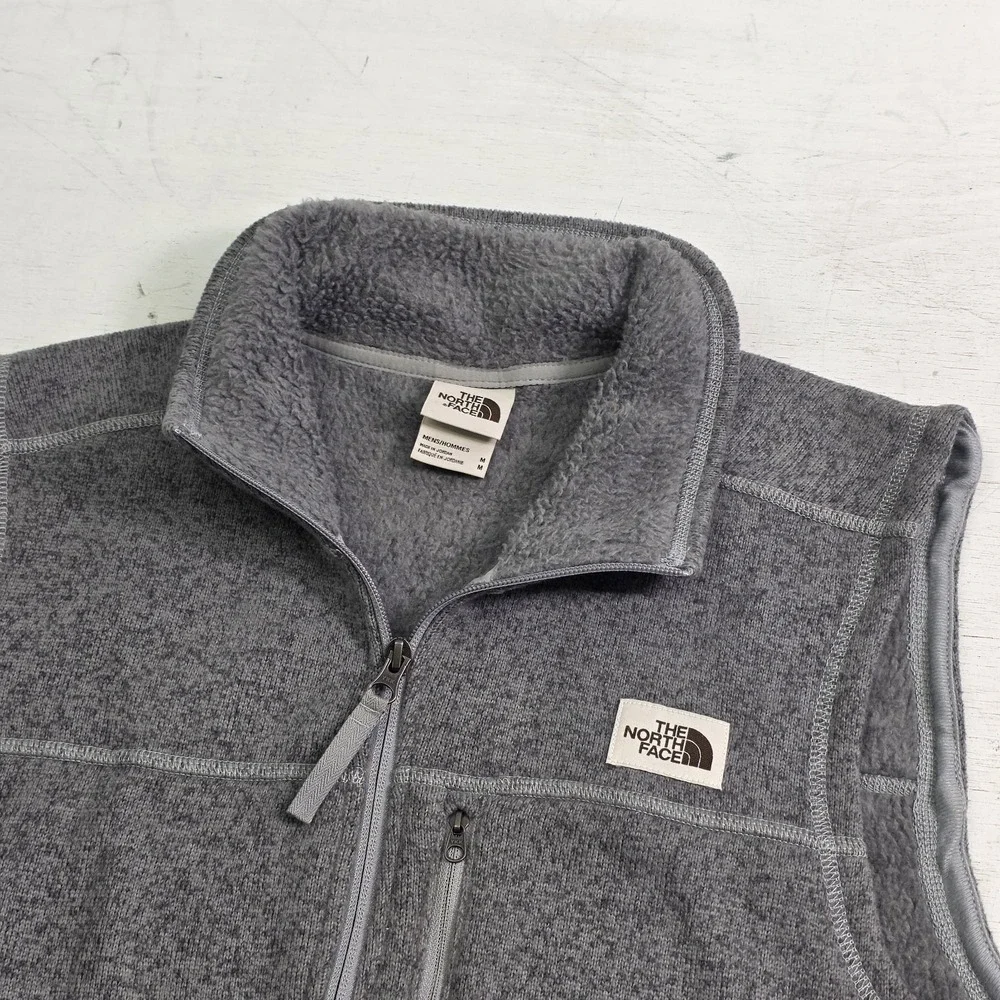 The North Face Gordon Lyons Vest Gray Full Zip Fleece Lined Jacket Mens Sz M EUC